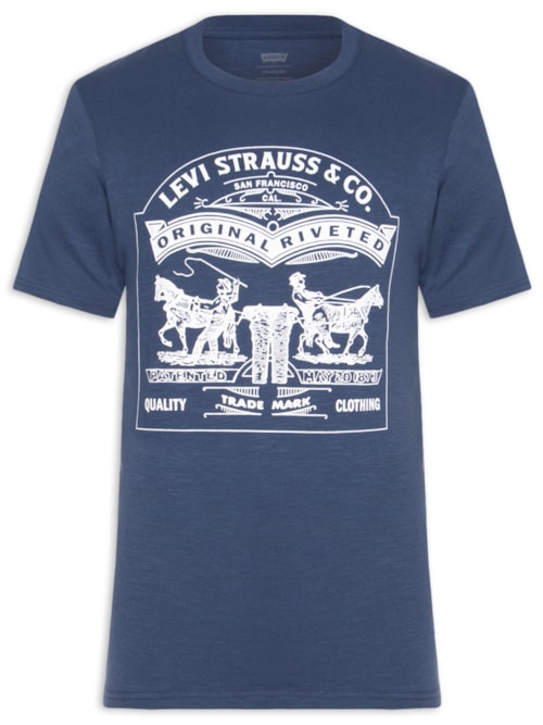 Camiseta Masculina Estampada Two Horse - Azul