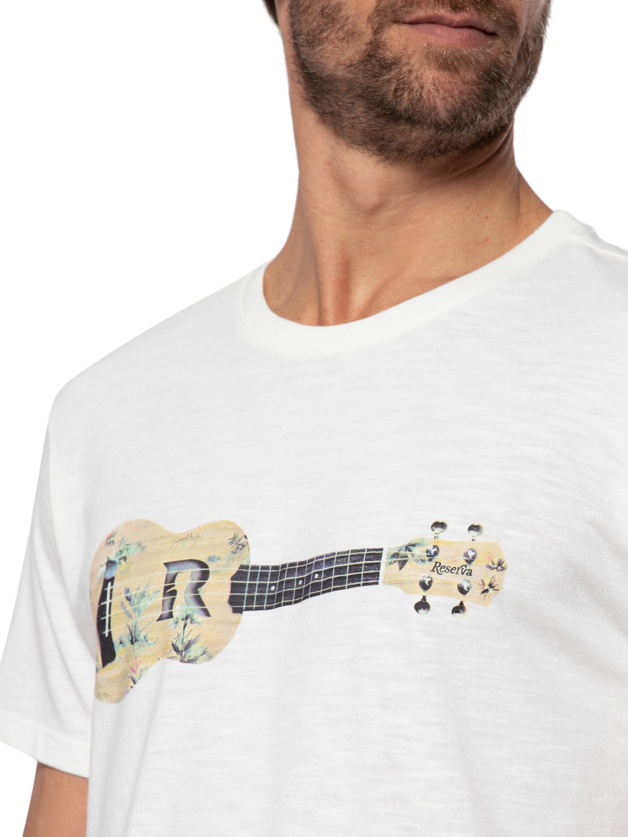Camiseta Masculina Estampada Ukulele Off White Reserva