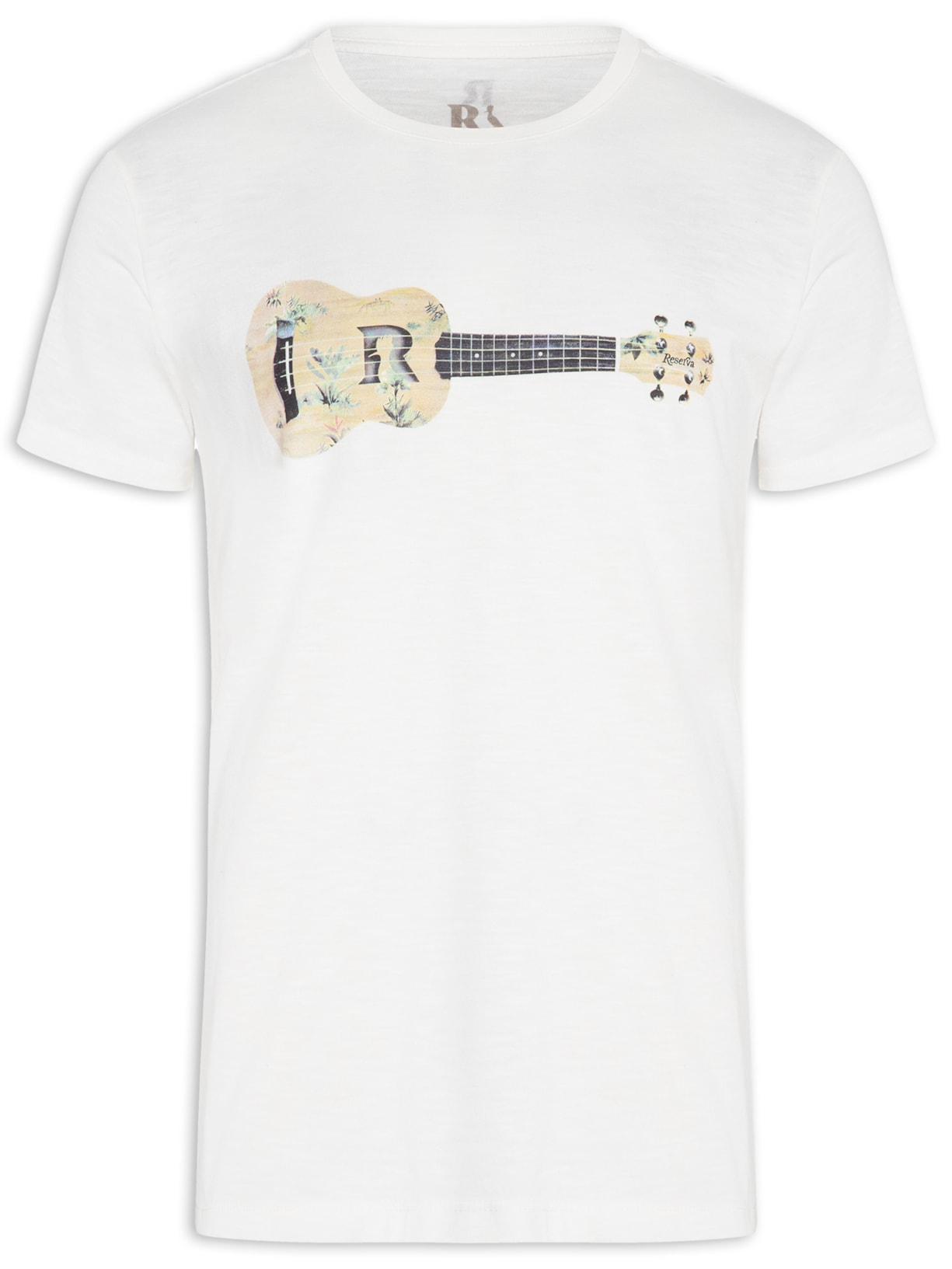 Camiseta Masculina Estampada Ukulele - Off White