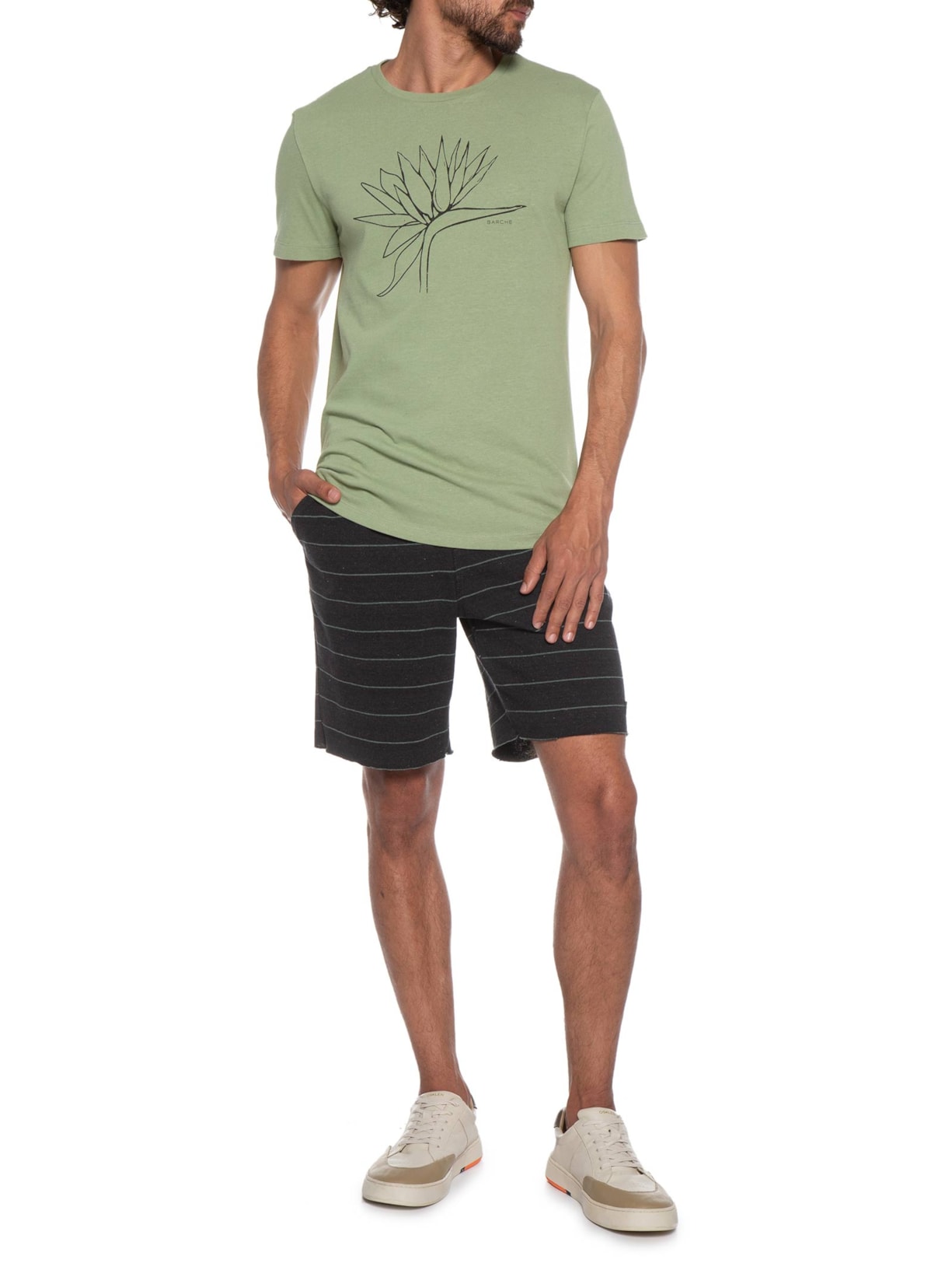 Camiseta Masculina Estampada Verde Barche