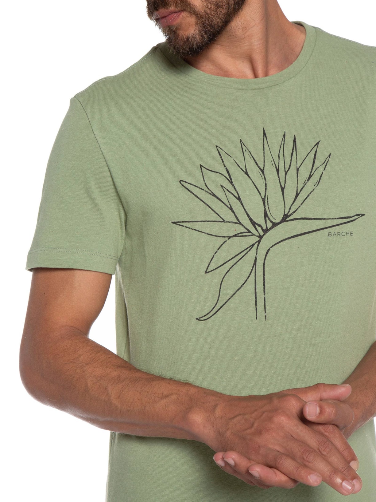 Camiseta Masculina Estampada Verde Barche