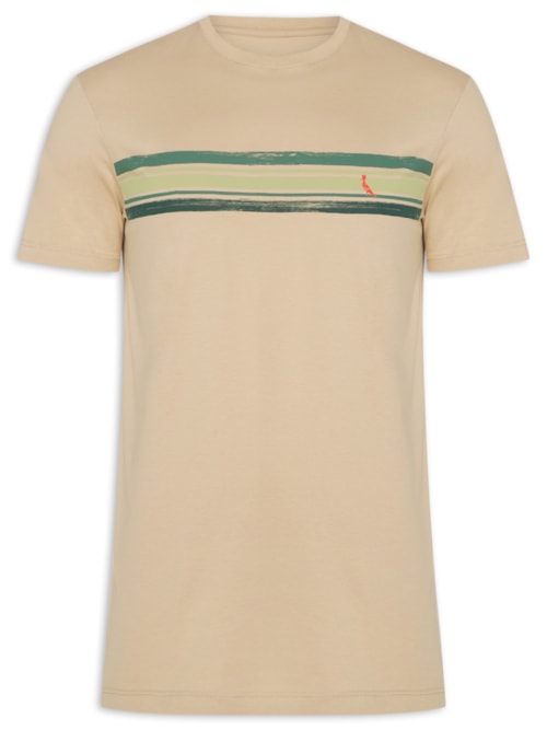 Camiseta Masculina Estampada WaterColor Stripes - Bege