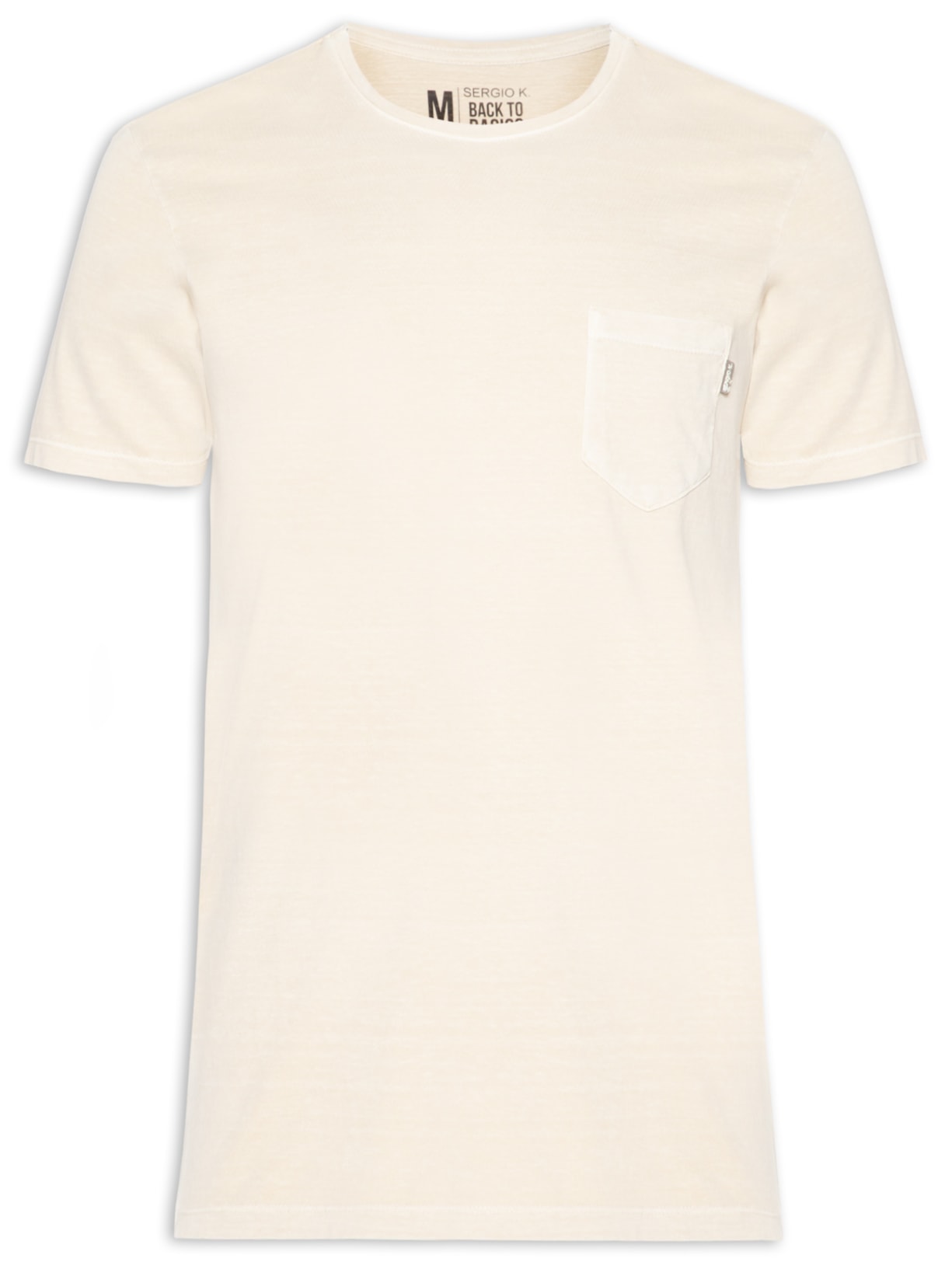 Camiseta Masculina Estonada Com Bolso Gola Careca - Bege