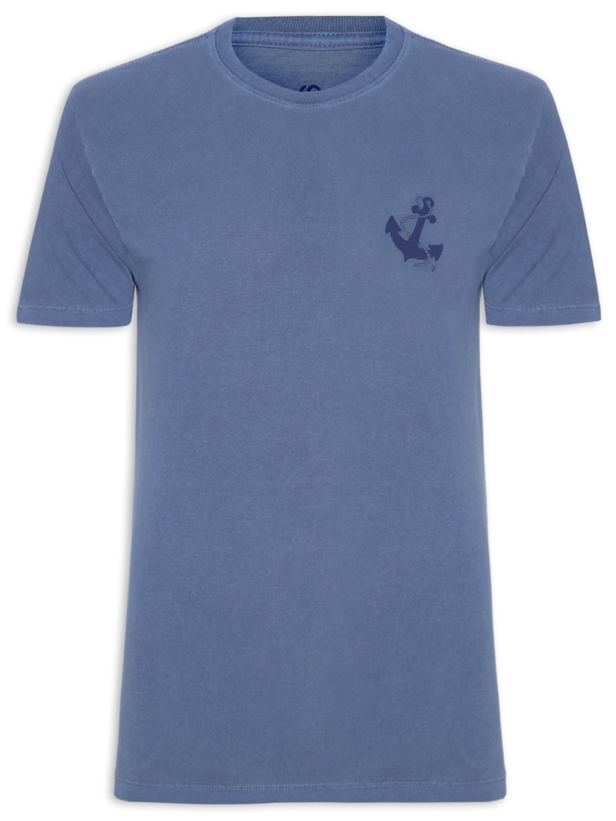 Camiseta Masculina Estonada Estampa De Ancora - Azul