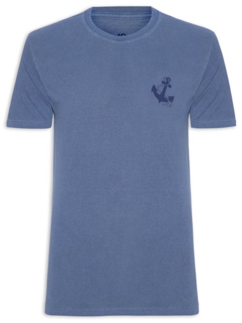 Camiseta Masculina Estonada Estampa De Ancora - Azul