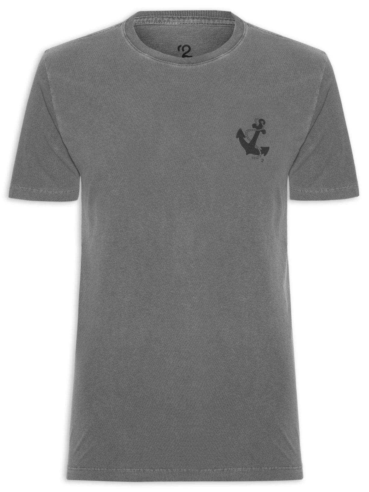 Camiseta Masculina Estonada Estampa De Ancora - Preto