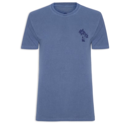 Camiseta Masculina Estonada Estampa De Coqueiros - Azul