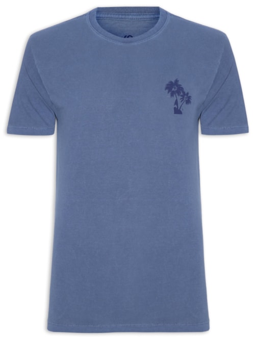 Camiseta Masculina Estonada Estampa De Coqueiros - Azul