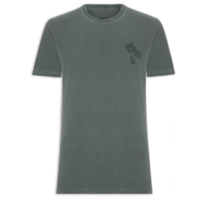 Camiseta Masculina Estonada Estampa De Coqueiros - Verde