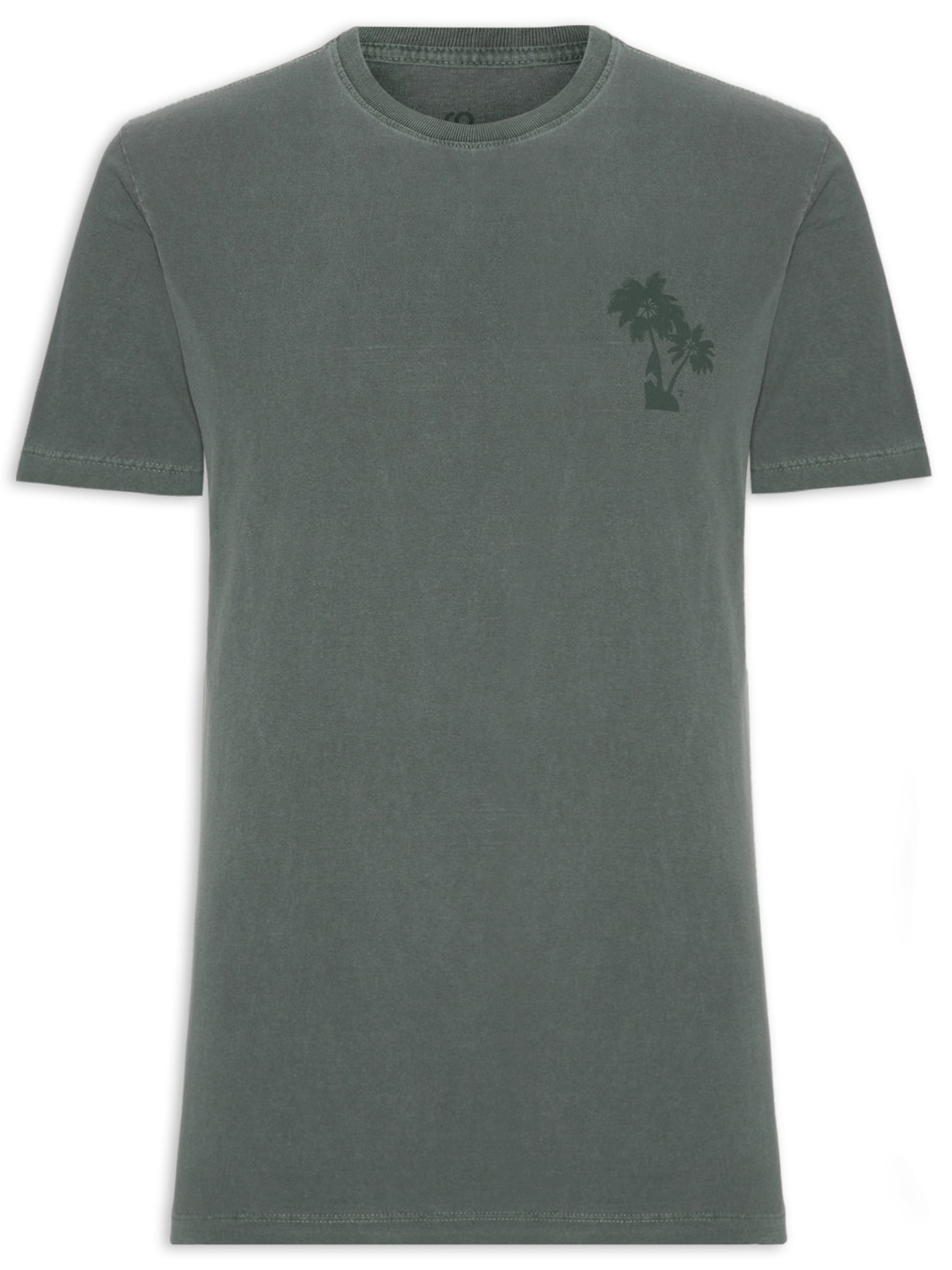 Camiseta Masculina Estonada Estampa De Coqueiros - Verde