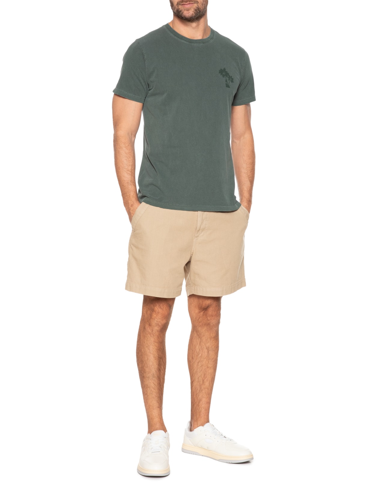 Camiseta Masculina Estonada Estampa De Coqueiros Verde '2 Essential