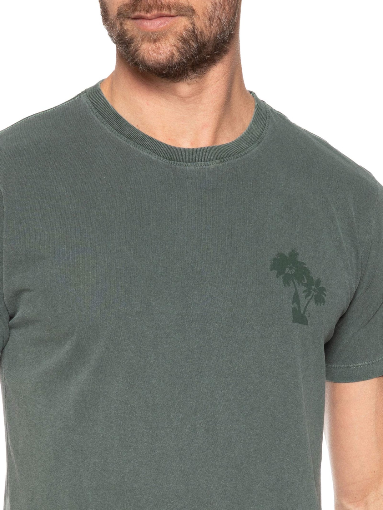 Camiseta Masculina Estonada Estampa De Coqueiros Verde '2 Essential