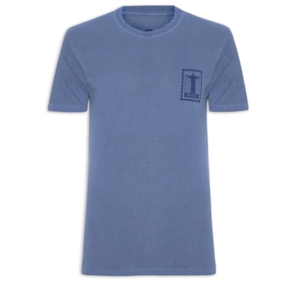 Camiseta Masculina Estonada Estampa Rio Brazil - Azul