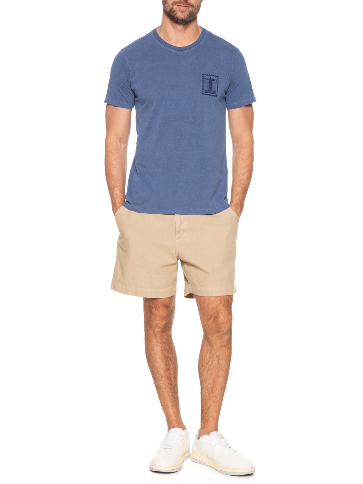 Camiseta Masculina Estonada Estampa Rio Brazil Azul '2 Essential