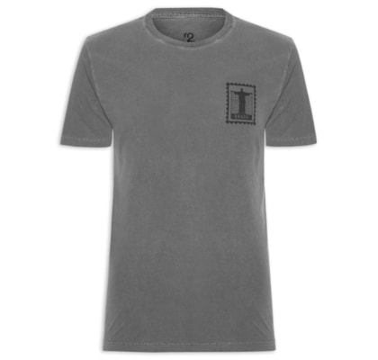 Camiseta Masculina Estonada Estampa Rio Brazil - Preto