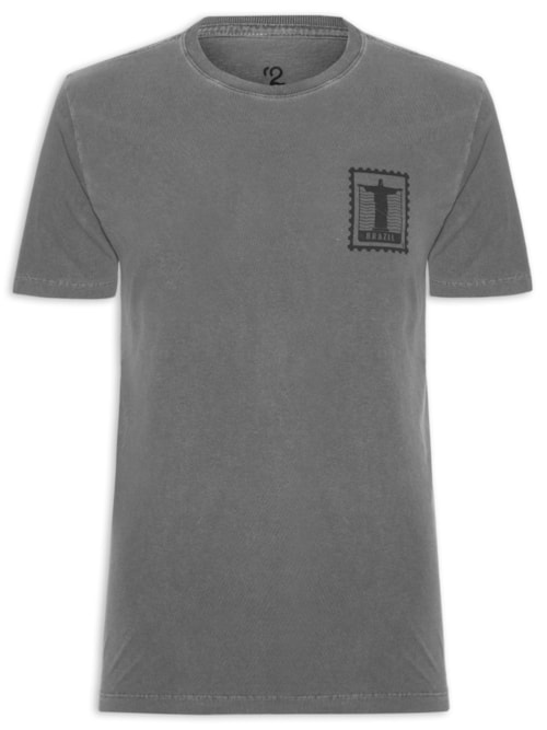 Camiseta Masculina Estonada Estampa Rio Brazil - Preto