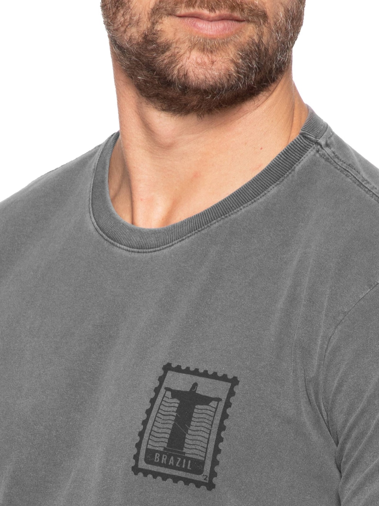 Camiseta Masculina Estonada Estampa Rio Brazil Preto '2 Essential