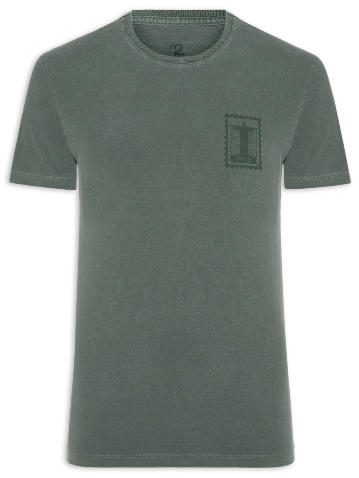 Camiseta Masculina Estonada Estampa Rio Brazil Verde '2 Essential