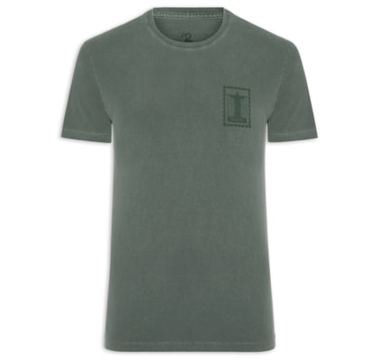 Camiseta Masculina Estonada Estampa Rio Brazil - Verde