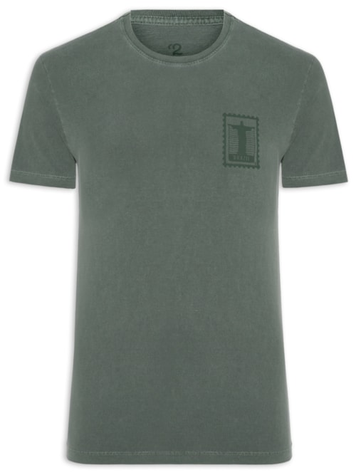 Camiseta Masculina Estonada Estampa Rio Brazil - Verde
