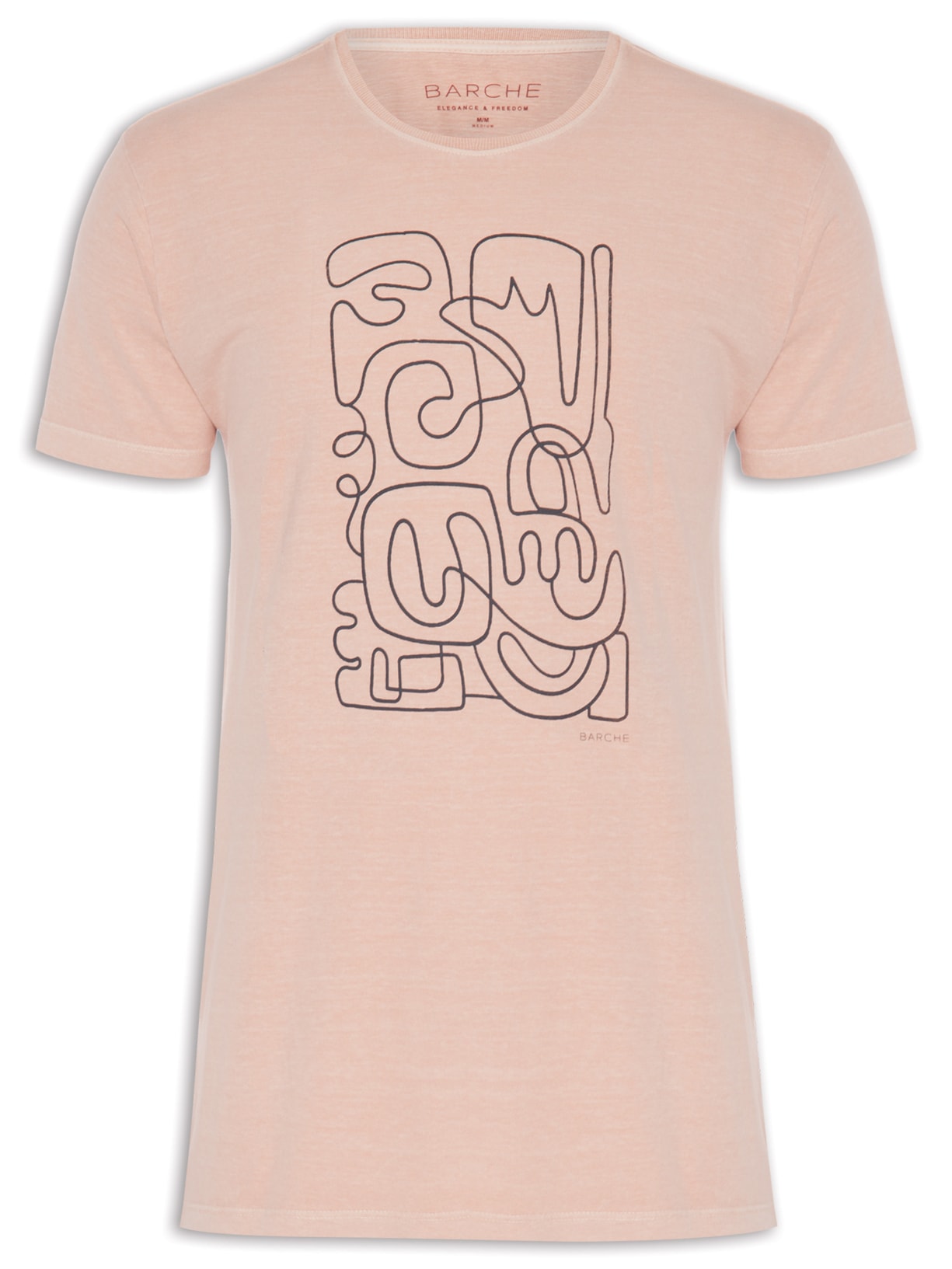 Camiseta Masculina Estonada Estampada Abstrato - Bege