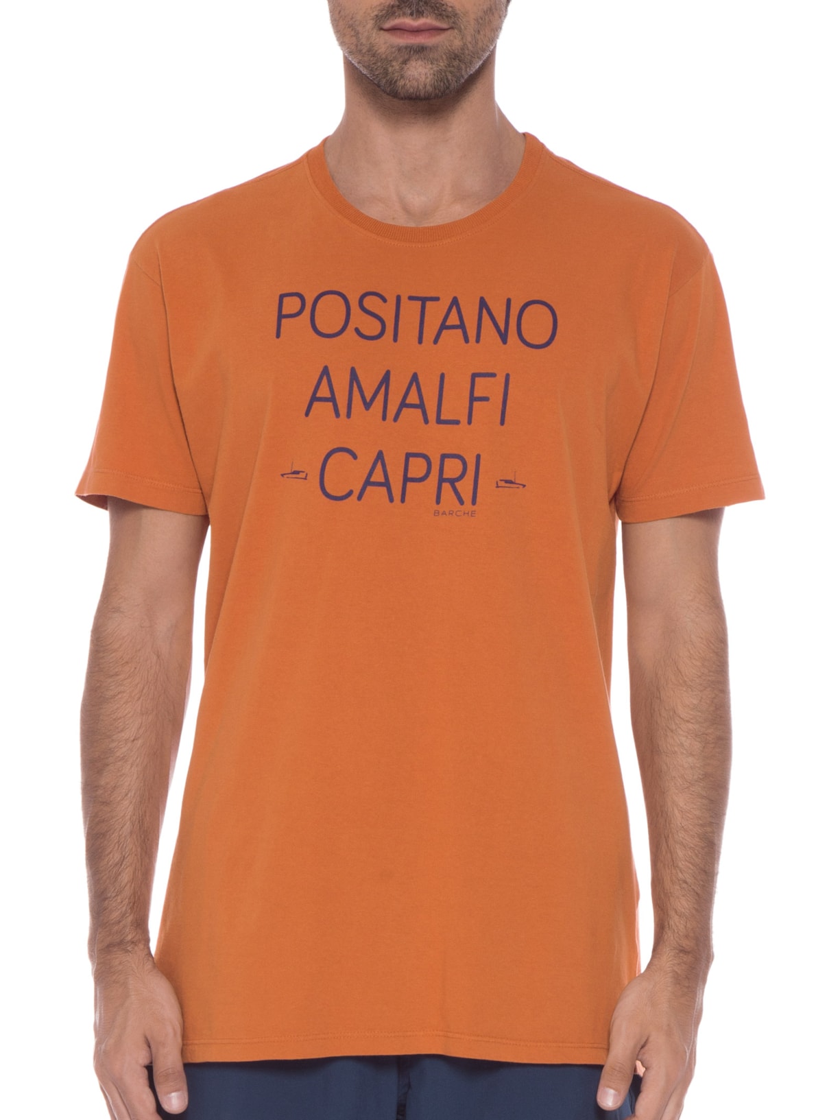 Camiseta Masculina Estonada Estampada Itália Frente Laranja Barche