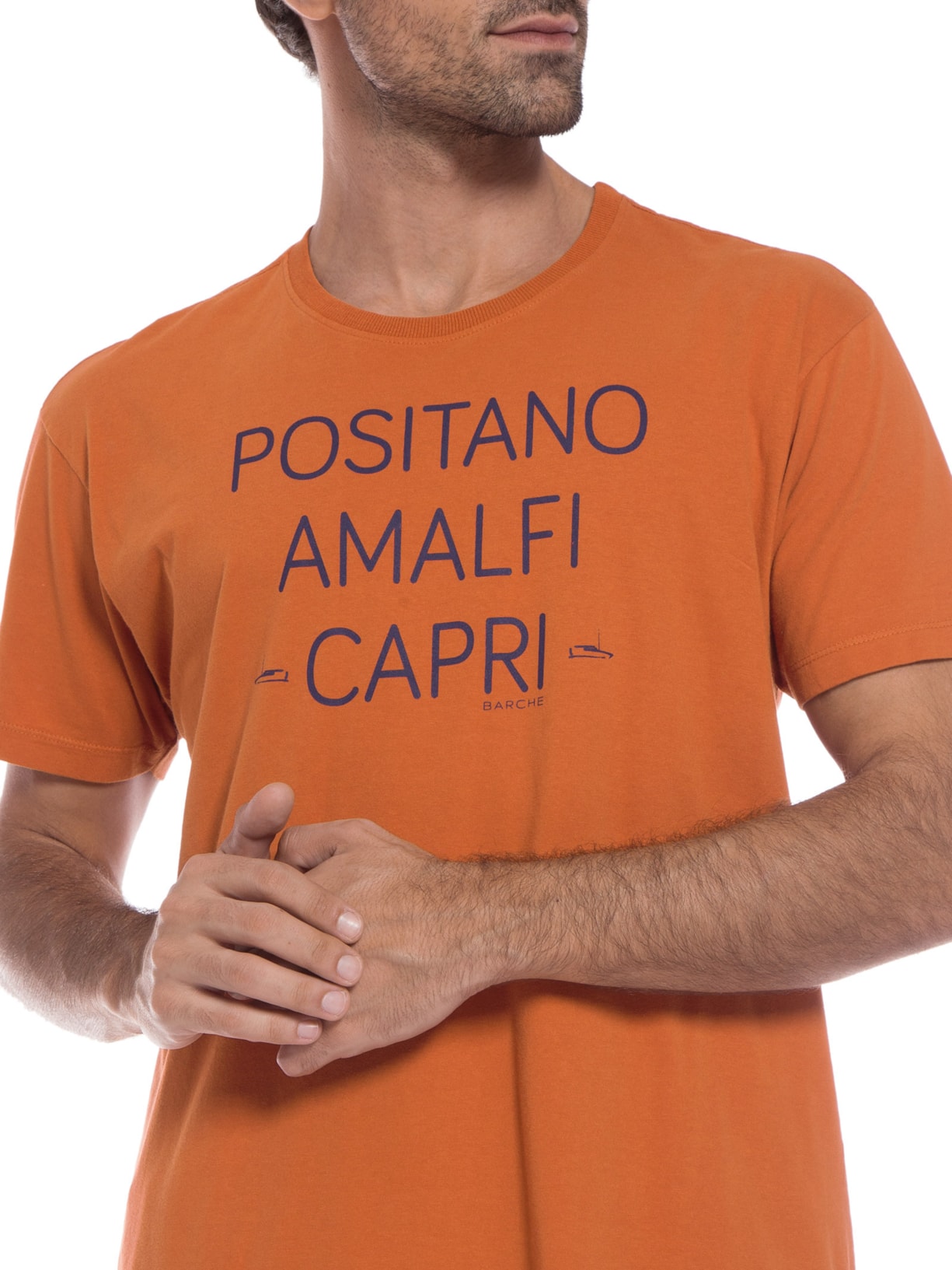 Camiseta Masculina Estonada Estampada Itália Frente Laranja Barche