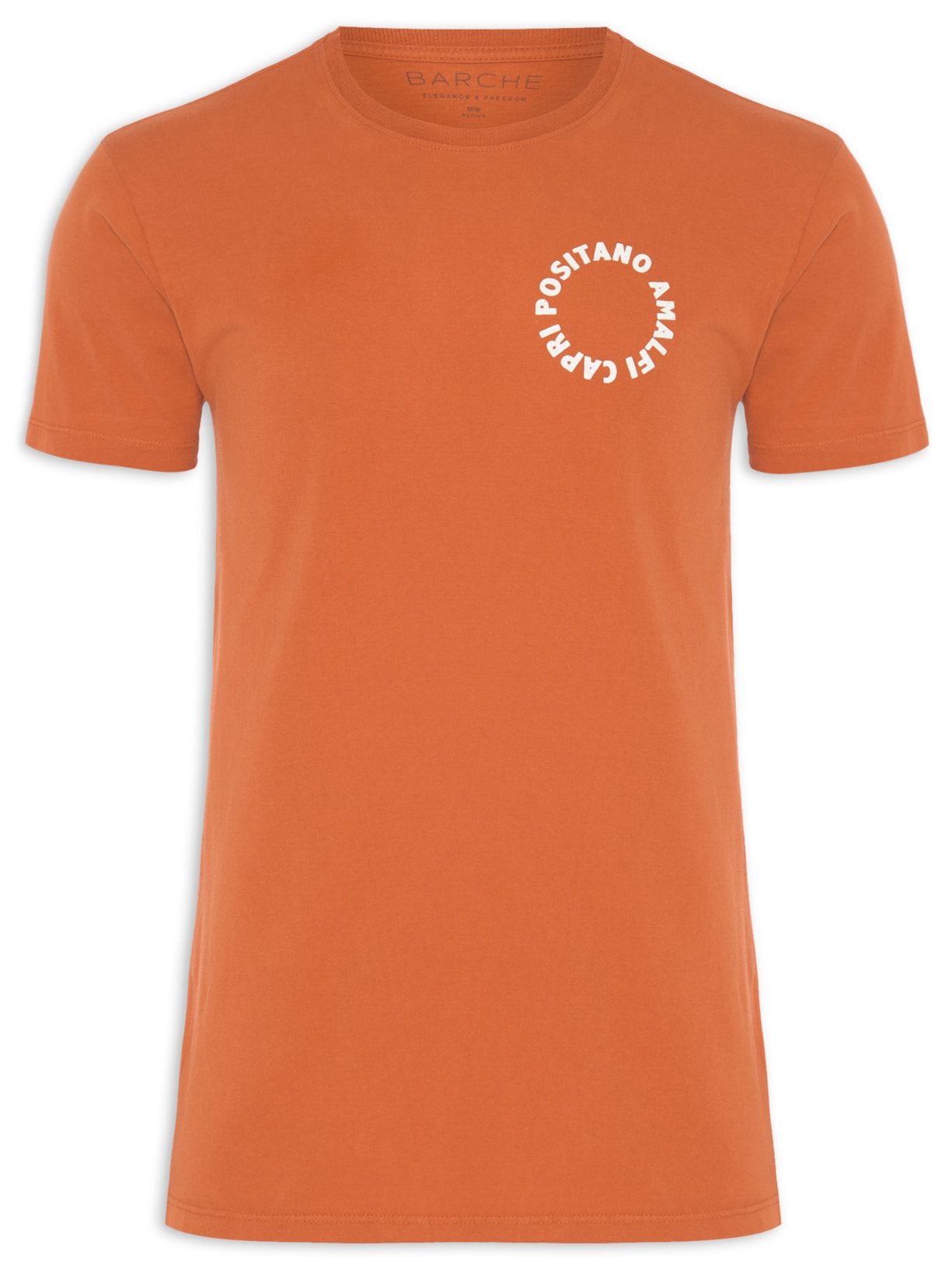 Camiseta Masculina Estonada Estampada Itália Peito - Laranja