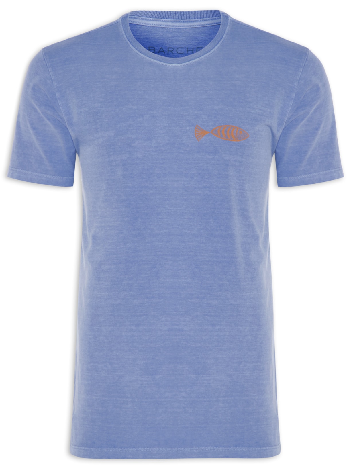 Camiseta Masculina Estonada Estampada Peixes Fernanda Machado Azul Barche