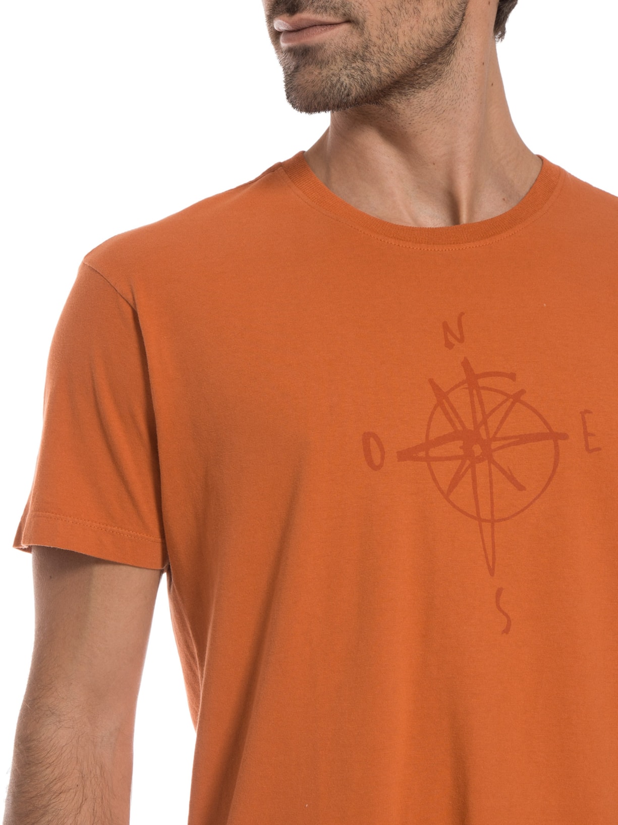 Camiseta Masculina Estonada Estampada Rosa Dos Ventos Raul Gastão Laranja Barche