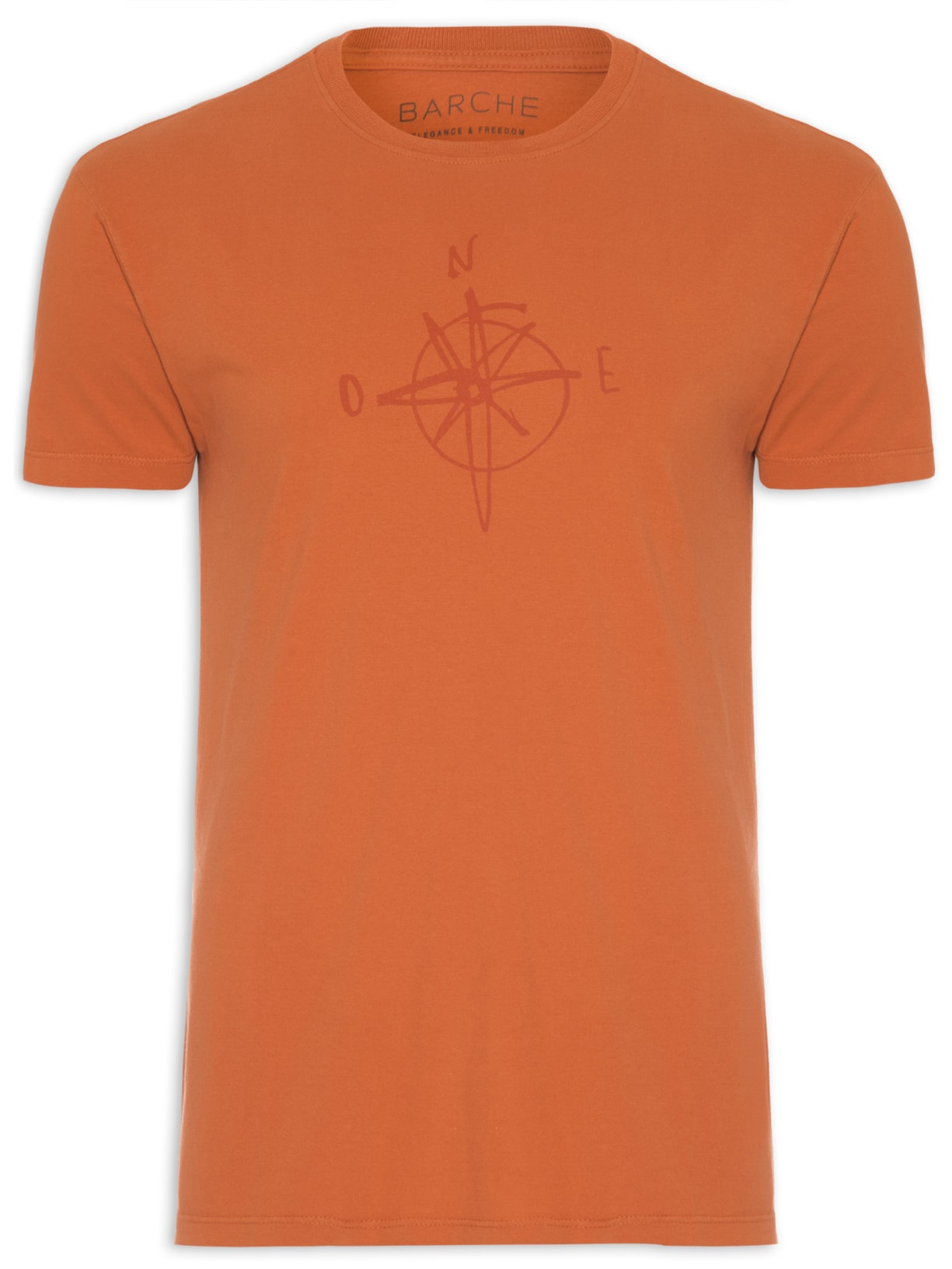 Camiseta Masculina Estonada Estampada Rosa Dos Ventos Raul Gastão Laranja Barche