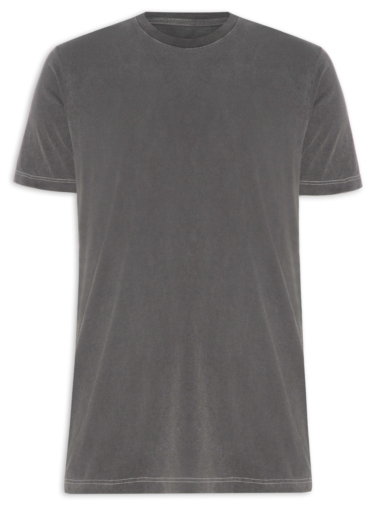 Camiseta Masculina Estonada Gola Redonda - Cinza