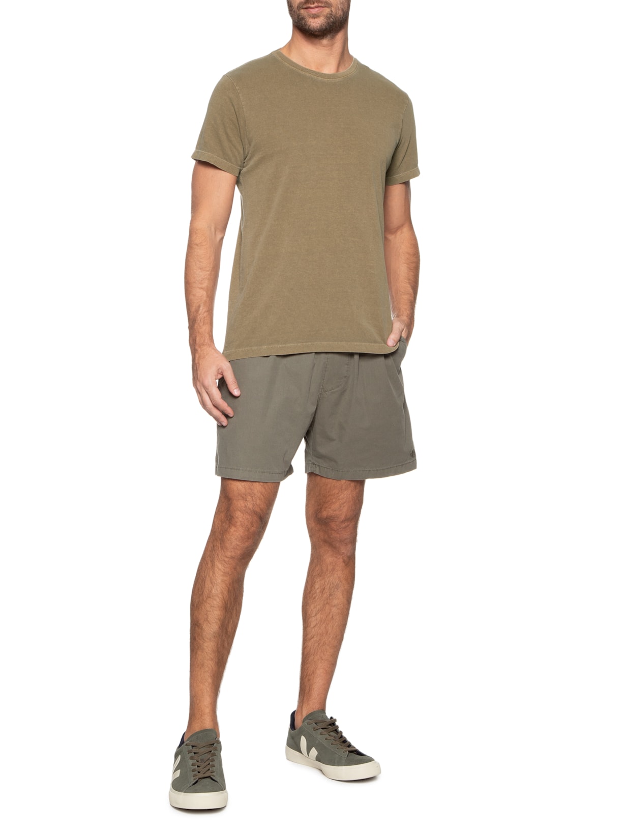 Camiseta Masculina Estonada Gola Redonda Marrom '2 Essential