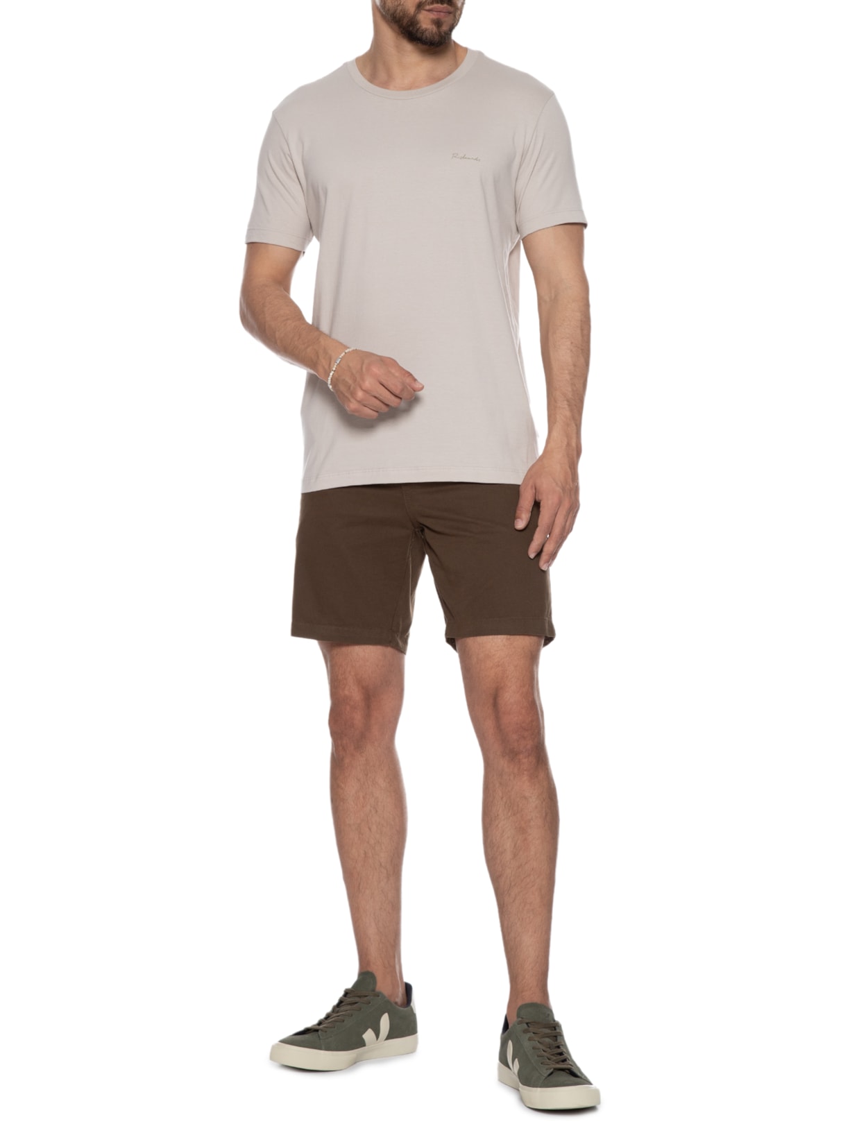 Camiseta Masculina Fabric Bye Basic Bege Richards