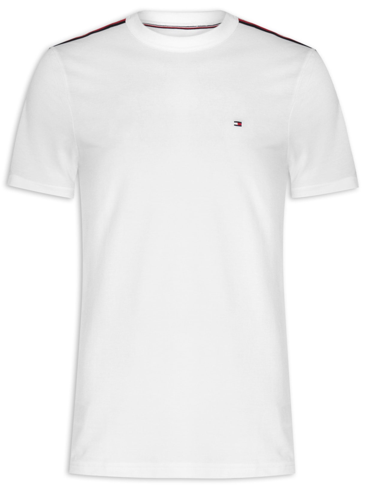 Camiseta Masculina Faixa Global Stripe Regular Fit em Algodão - Branco