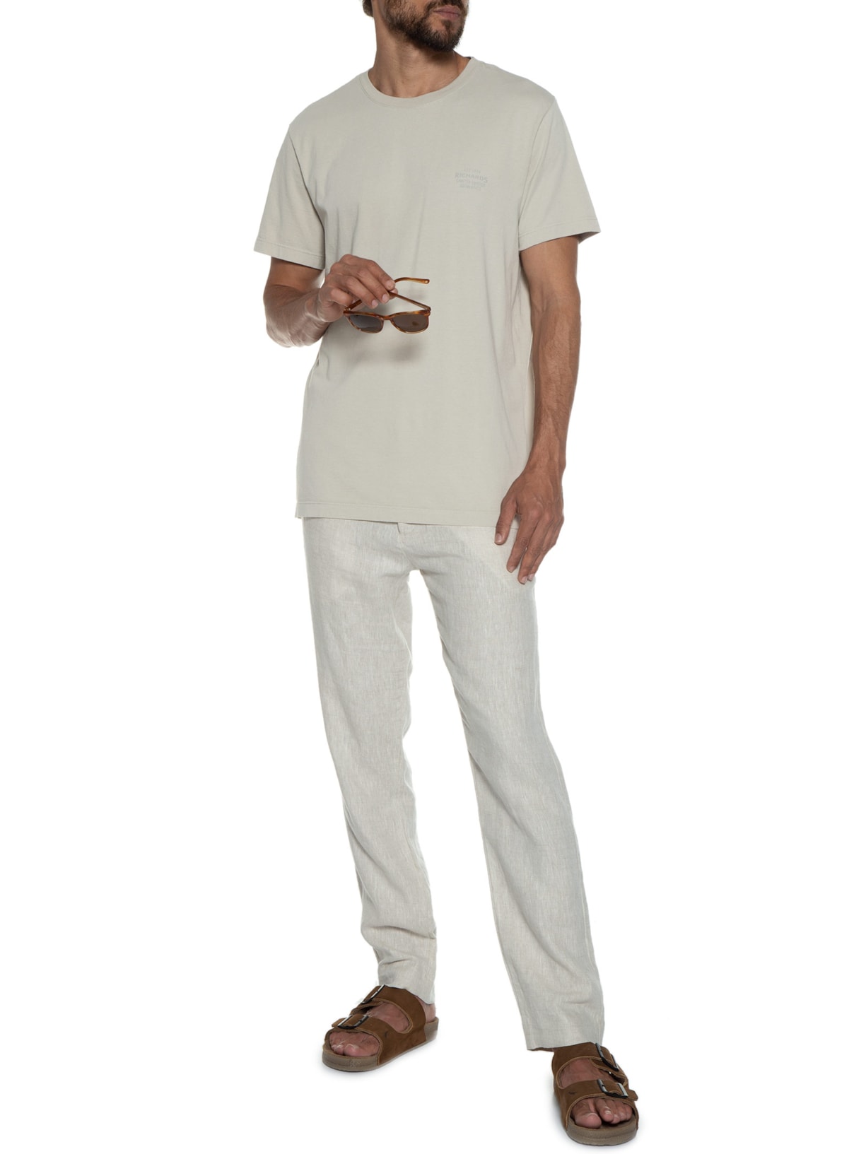 Camiseta Masculina Famous Waves Bege Richards