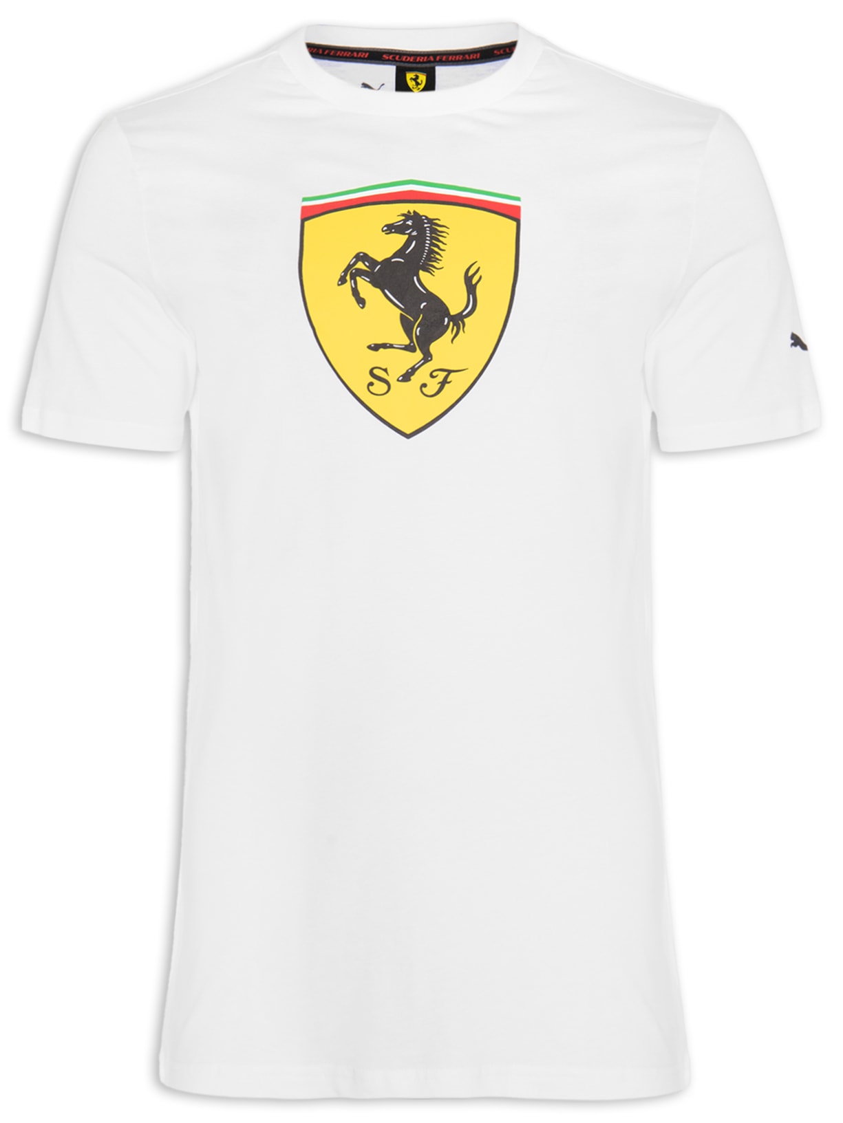 Camiseta Masculina Ferrari Race Big Shield Tee Colored - Branco