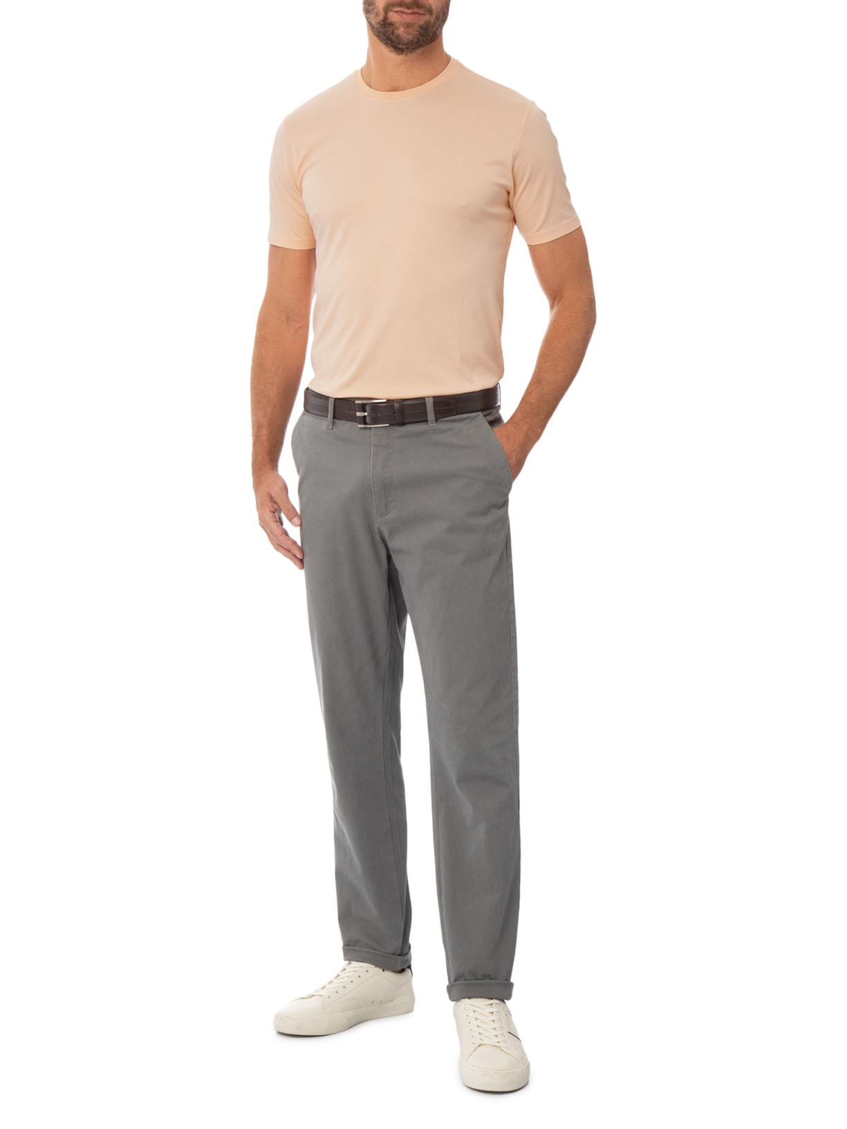 Camiseta Masculina Fio 140 em Algodão Pima  – Laranja Ricardo Almeida