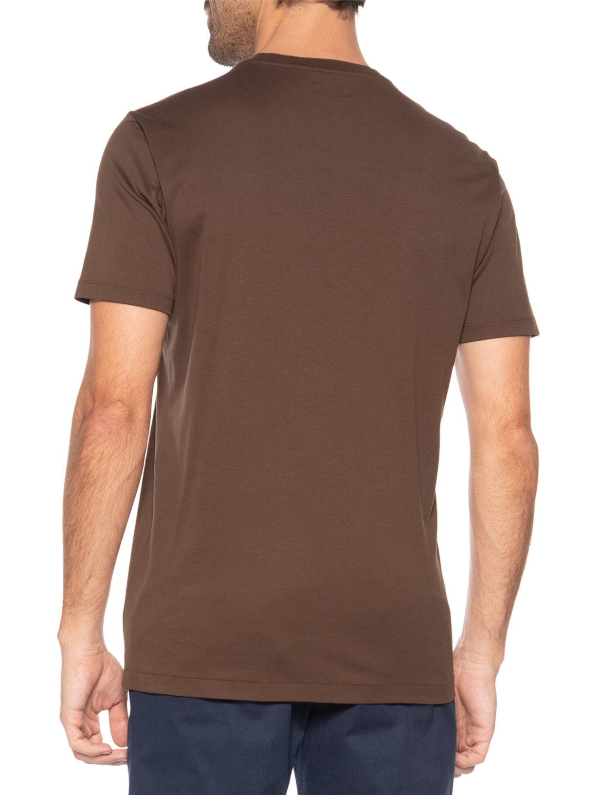 Camiseta Masculina Fio 40 Em Algodão Pima Marrom Ricardo Almeida