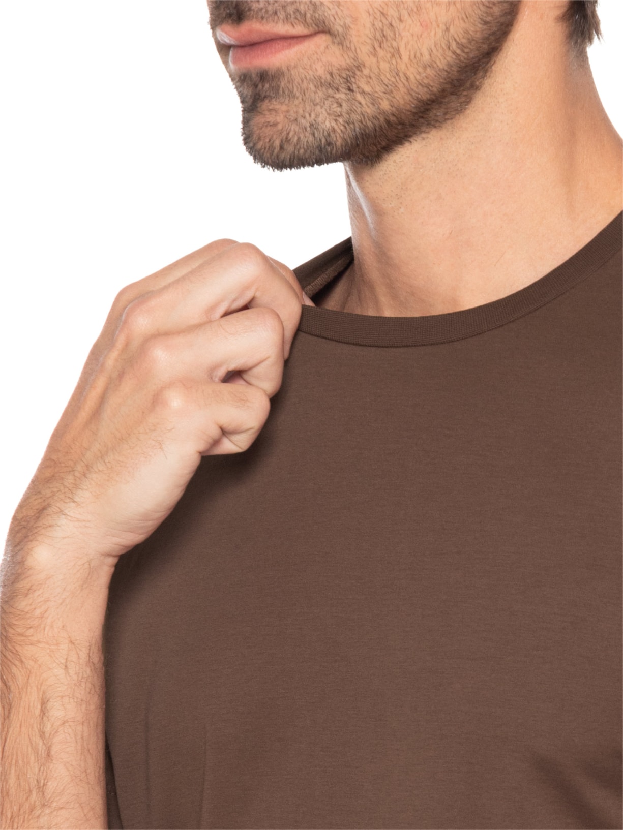 Camiseta Masculina Fio 40 Em Algodão Pima Marrom Ricardo Almeida