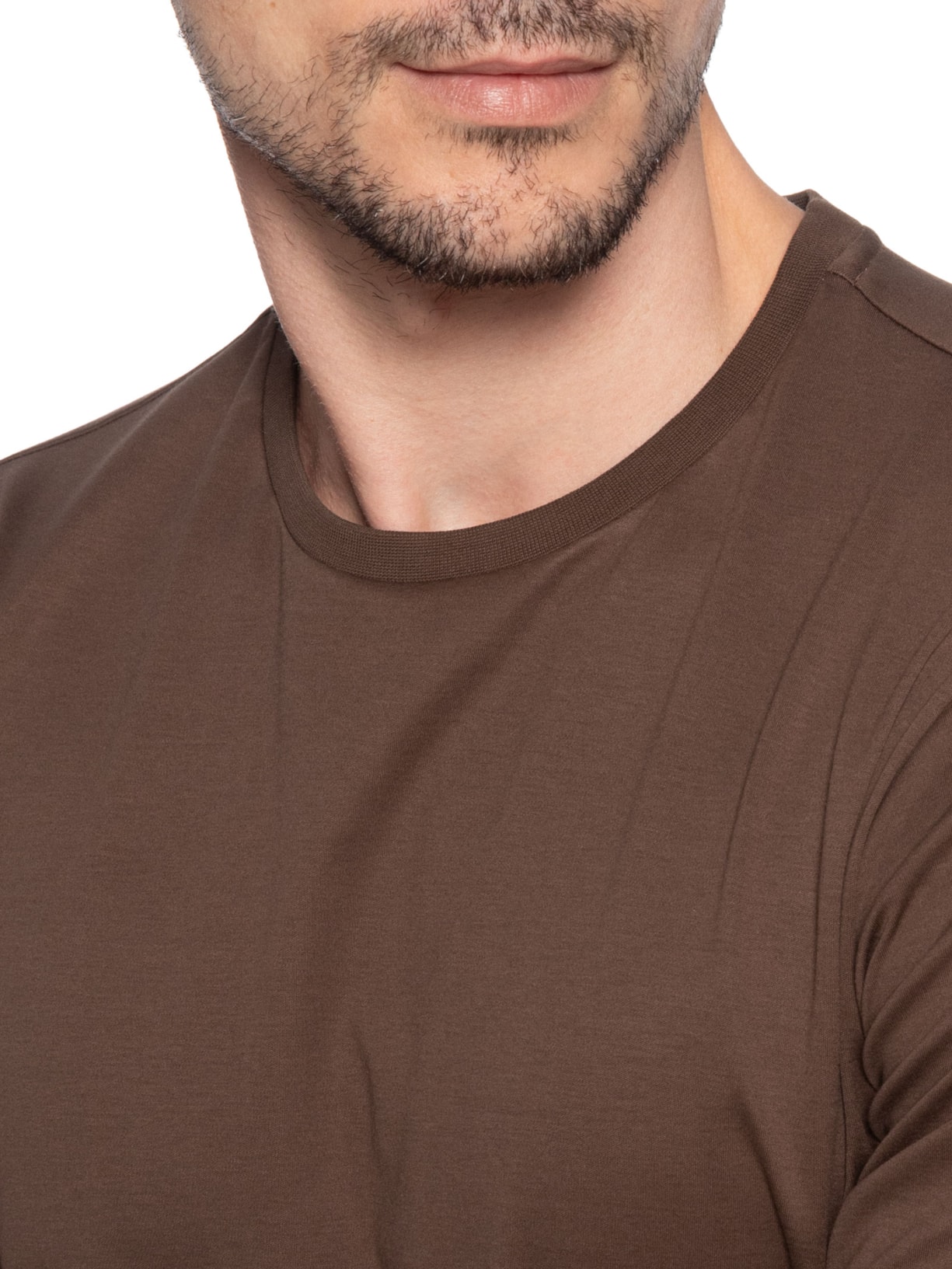 Camiseta Masculina Fio 40 Em Algodão Pima Marrom Ricardo Almeida