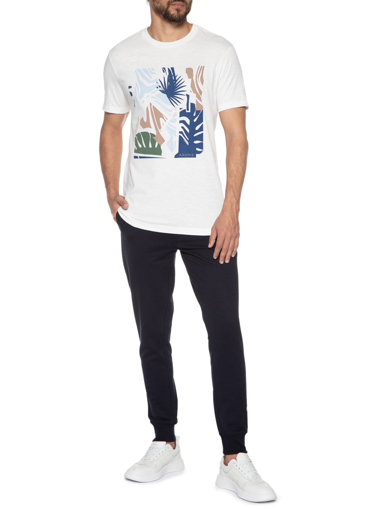 Camiseta Masculina Flame Estampa Costela Branco Aramis