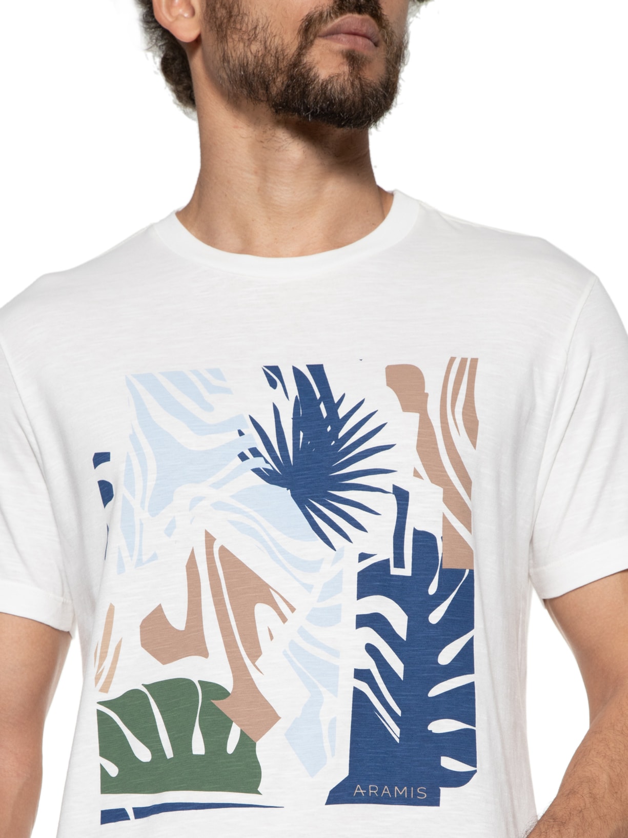 Camiseta Masculina Flame Estampa Costela Branco Aramis