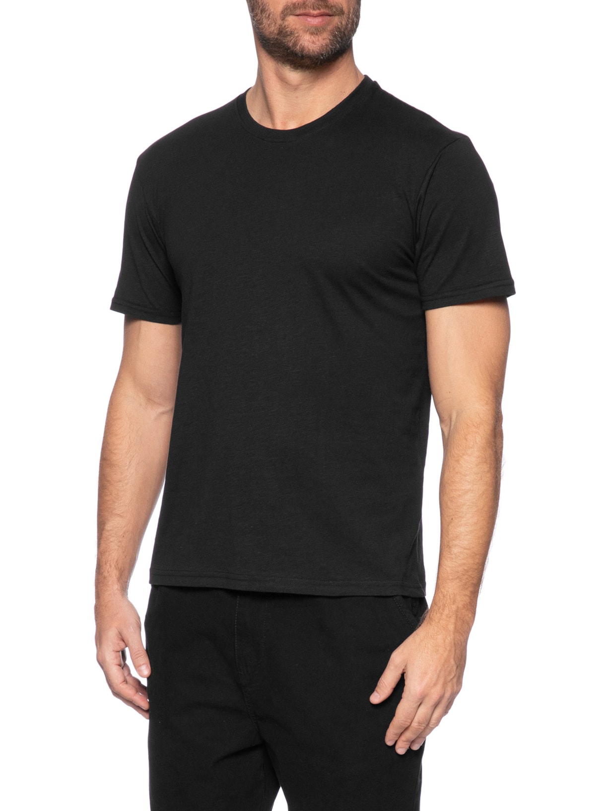 Camiseta Masculina Flamê Gola Redonda Preto Basiq Men