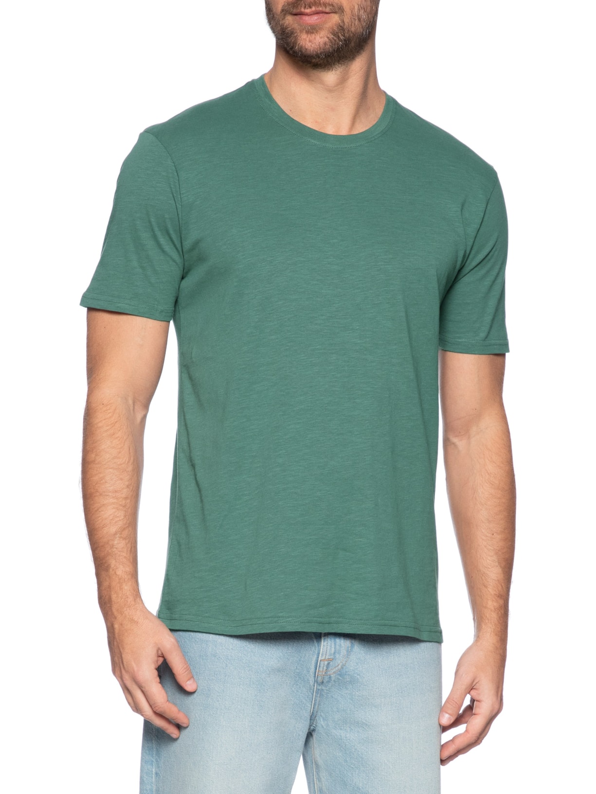 Camiseta Masculina Flamê Gola Redonda Verde Basiq Men