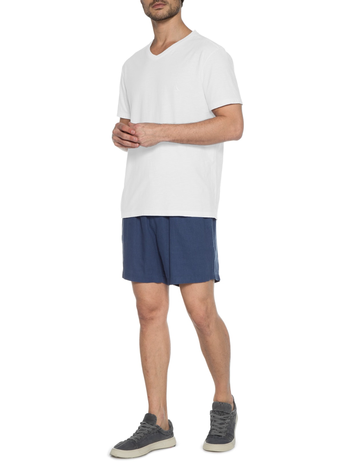 Camiseta Masculina Flame Gola V Stoned Branco Reserva