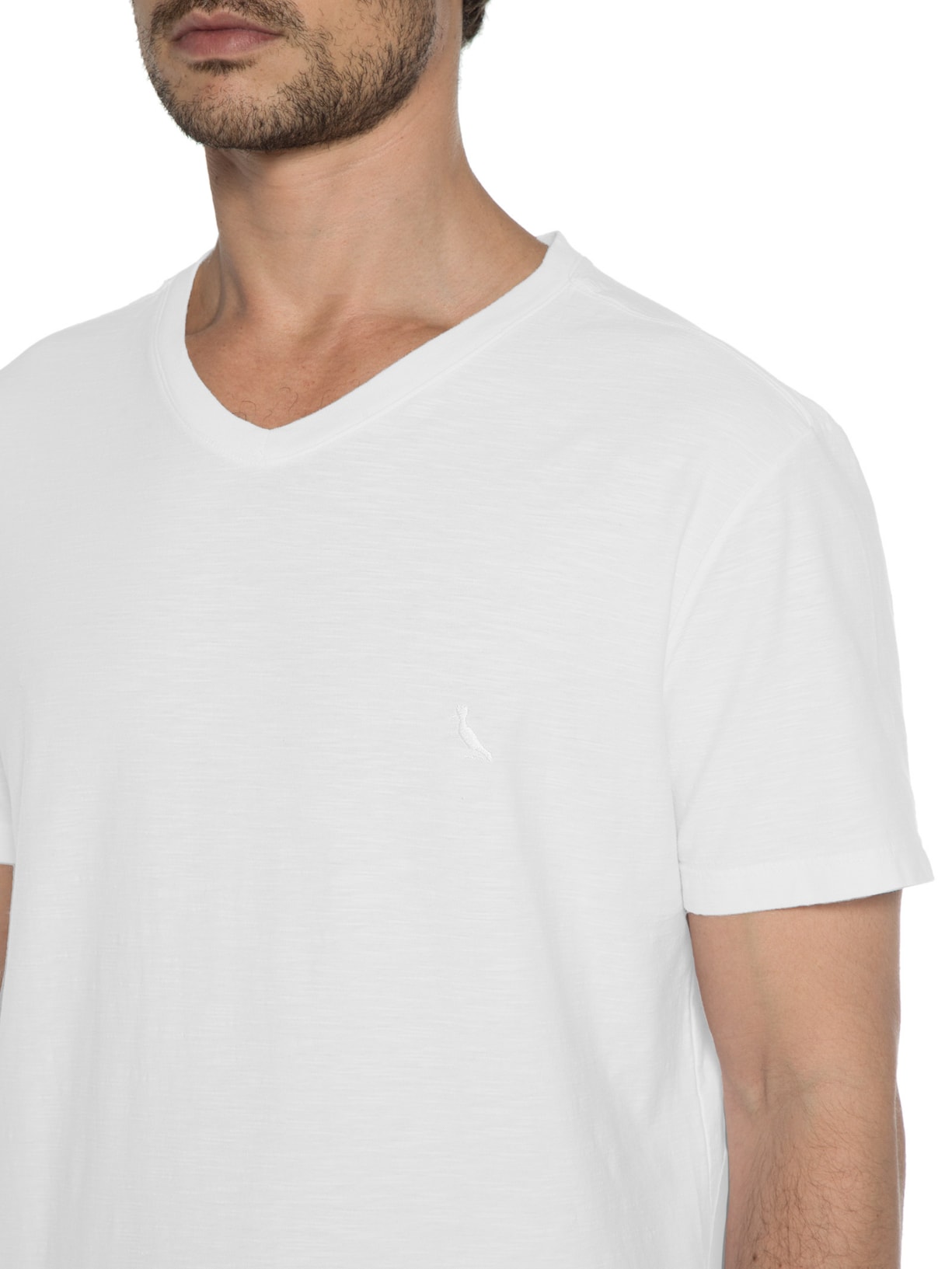 Camiseta Masculina Flame Gola V Stoned Branco Reserva