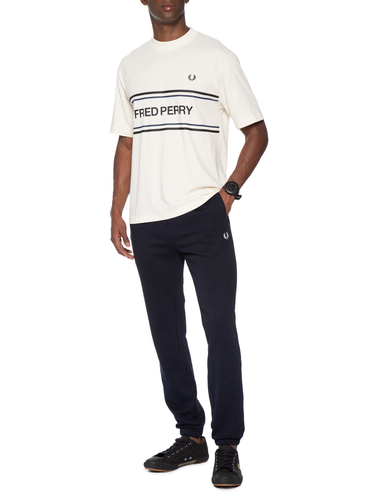 Camiseta Masculina Fred Perry Graphic Bege Fred Perry