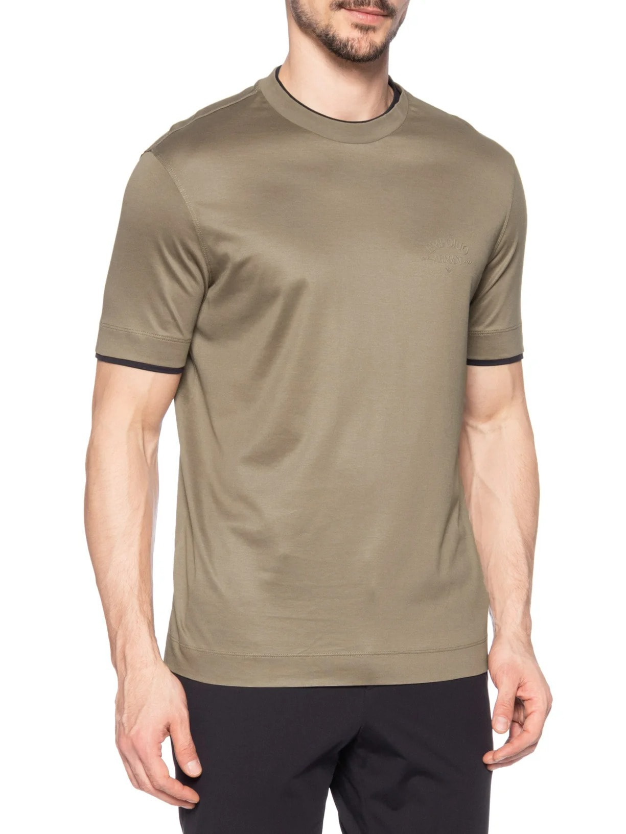 Camiseta Masculina Friso Colar Bege Emporio Armani