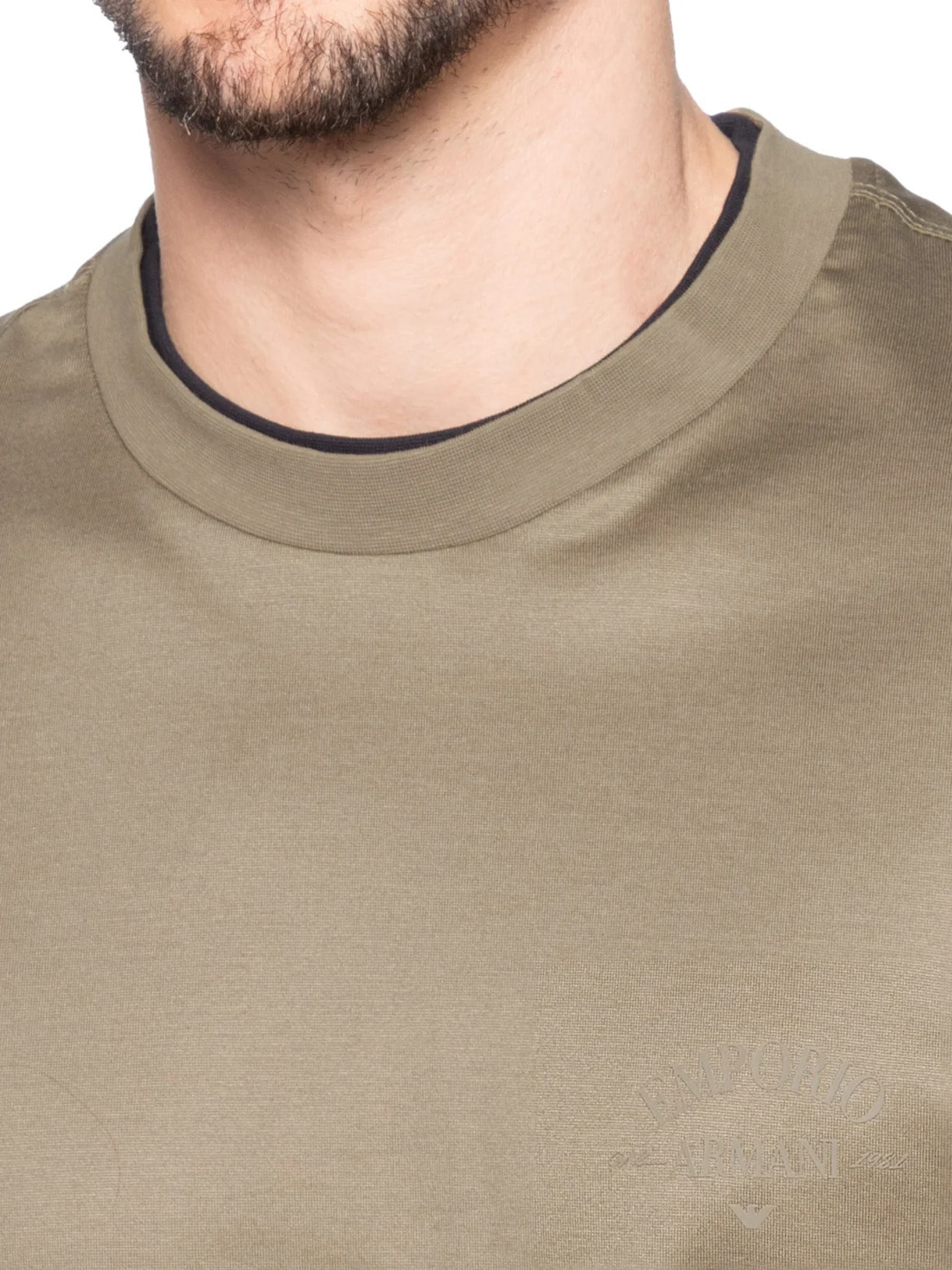 Camiseta Masculina Friso Colar Bege Emporio Armani